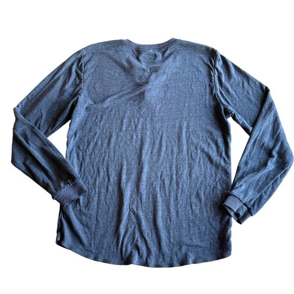 Marine Layer USA Made Classic Double Knit Thermal Blue Henley Pullover Shirt L - Picture 2 of 8